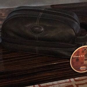 Leather shave kit bag NWT